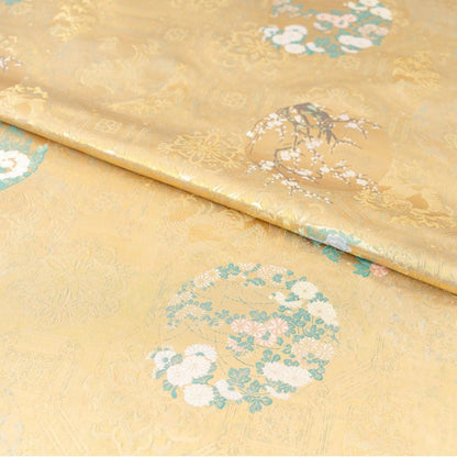Tissu brocart japonais Nishijin : satin jacquard floral (59 pouces de large)