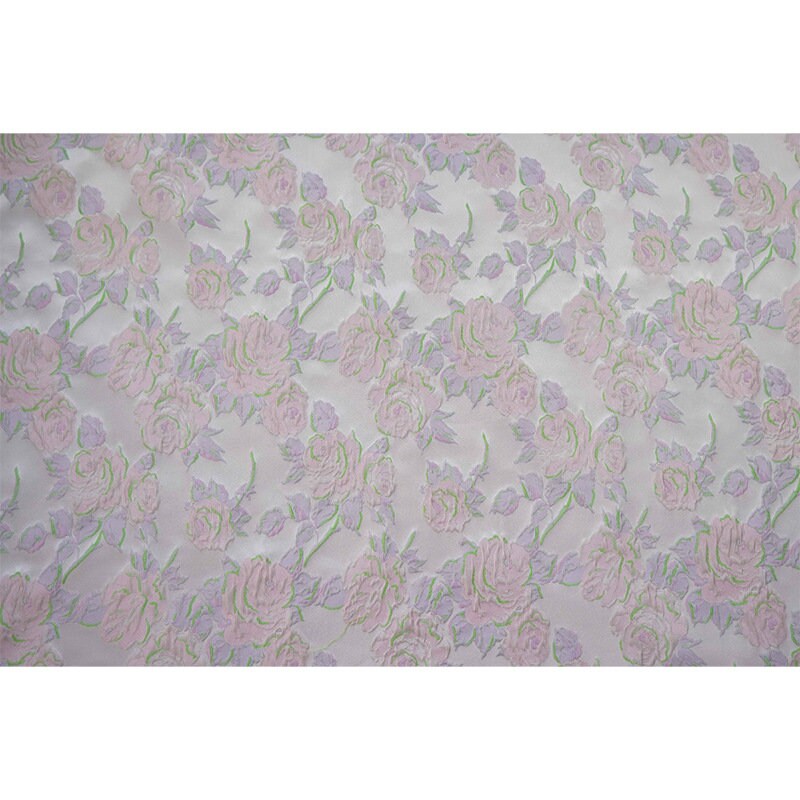 Pink Meadow Floral Jacquard Fabric: Upholstery, Costume, Decor - 60"W