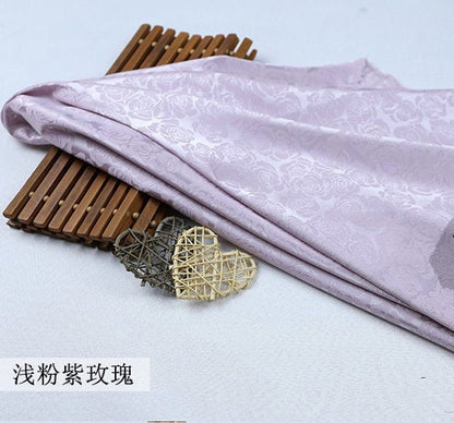 Jacquard Rose Satin Fabric: Antique Chinese Cosplay Costume Material, 59" Wide