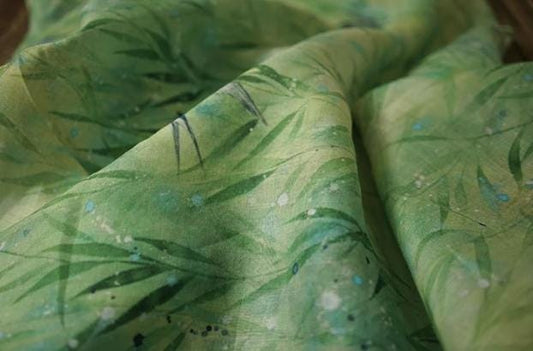 Floral Ramie Fabric: Kingfisher Green, Lightweight Sewing Material, 55" Wide
