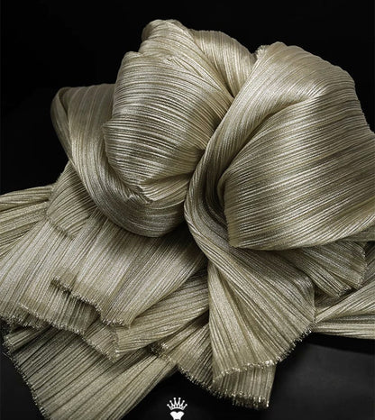 Pleated Organza Fabric: Shiny Crinkled Texture, 55" Wide