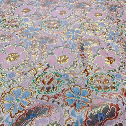 Tissu jacquard floral à fil doré : texture 3D, largeur 140 cm (55 po), vendu au mètre