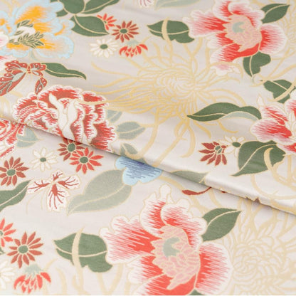 Tissu brocart pivoine : 140 cm de large. Fournitures pour textiles, kimonos et rideaux en rayonne de luxe.