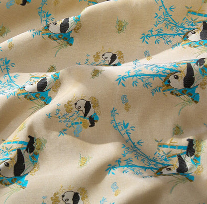 Tissu brocart jacquard bambou Panda : mélange de rayonne de 150 cm de large