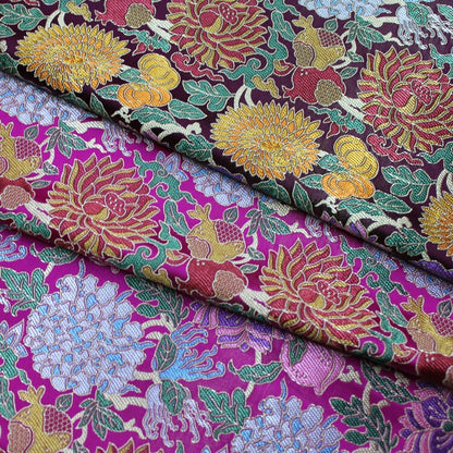 Tissu brocart à motifs floraux : style sino-mongol, pour l’ameublement et la couture, largeur 75 cm (29,5 po).