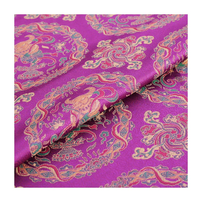 59"W Chinese Zodiac Silk Brocade Fabric: Rose Red Emperor Robe Material