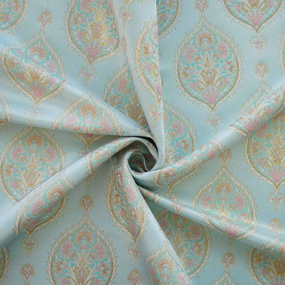 Gold Thread Jacquard Fabric: Foil Peacock Feather Upholstery, 59" Wide