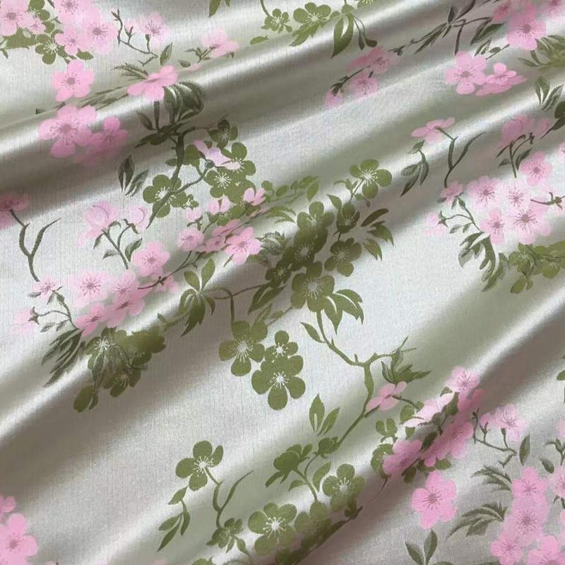 Peach Blossom Damask Fabric: Vintage Style Rayon Jacquard (67"W)