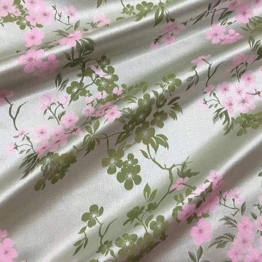 Peach Blossom Damask Fabric: Vintage Style Rayon Jacquard (67"W)