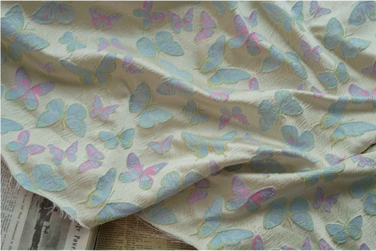 Butterfly Jacquard Fabric: 3D Texture Upholstery, Costume, Decor - 63" W