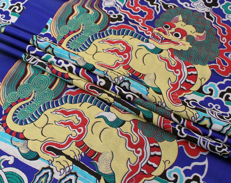 Tibetan Kirin Fabric: Silk Rayon Blend, Dharma Pad Upholstery