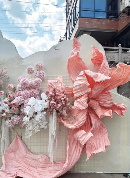 Giant Paper Flower: Handmade Pleated Wedding Backdrop Decor