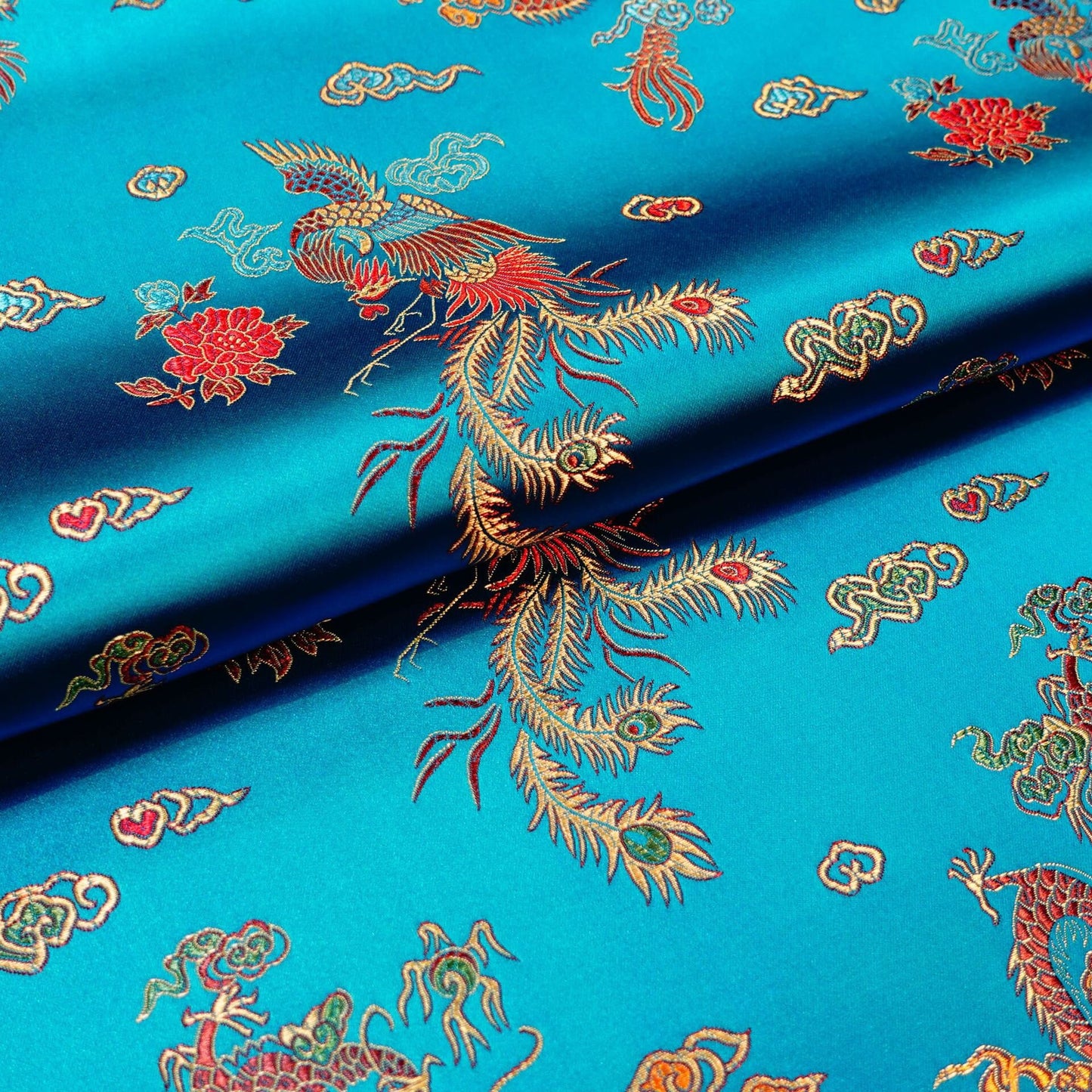 Dragon & Phoenix Brocade Fabric: Auspicious Upholstery, Costume, Decor