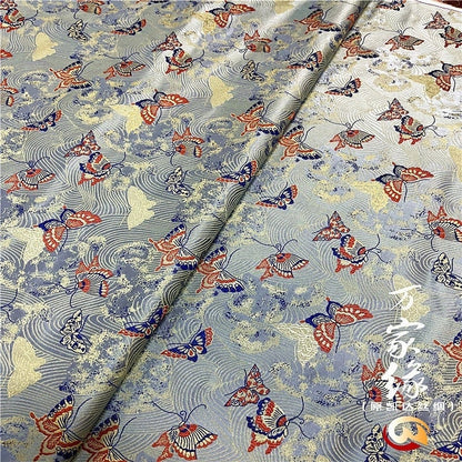29.5"W Pure natural silk brocade, Butterfly Traditional Wedding Brocade, Jacquard mulberry silk Damask fabric, Upholstery, Decor, Costume
