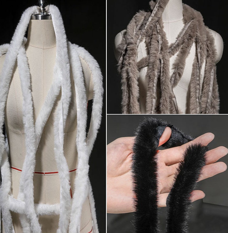Faux Rabbit Fur Fabric Trim: 5.5cm Wide, DIY Crafts by the Yard