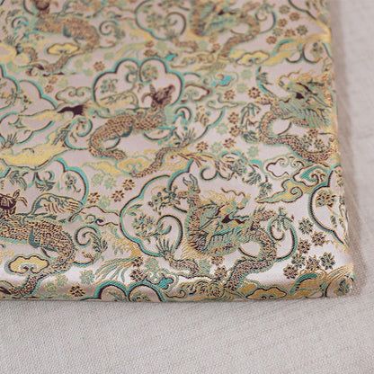 Tissu brocart Dragon Argenté : 150 cm de large, rayonne, matériau de couture