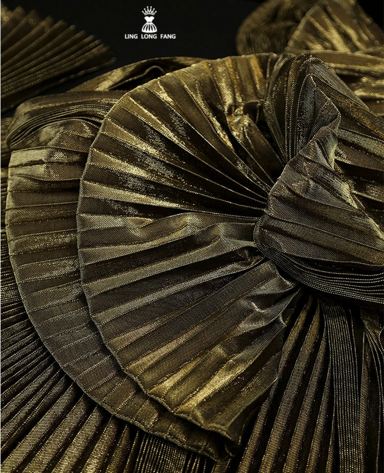 Pleated Striped Satin Fabric, Crinkled Mesh Drape, 57"W, Sewing by the Meter