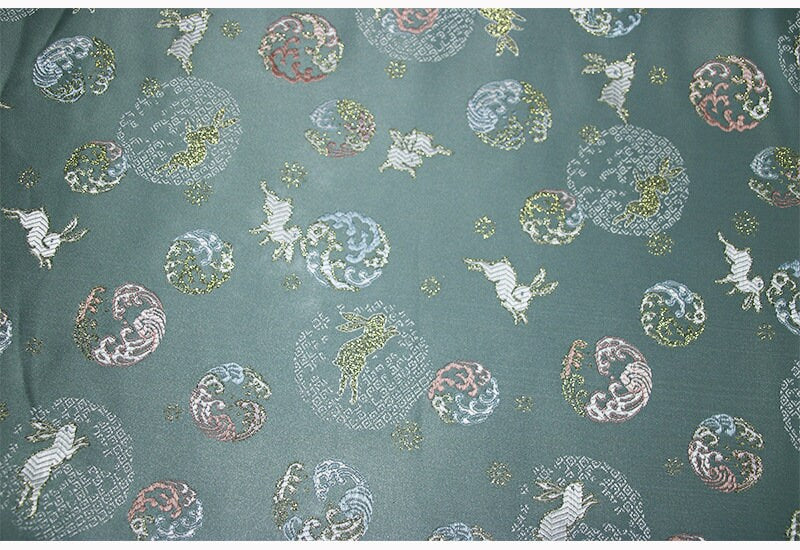 Rabbit Jacquard Silk Brocade Fabric: Costume, Upholstery, Decor - 57�ï