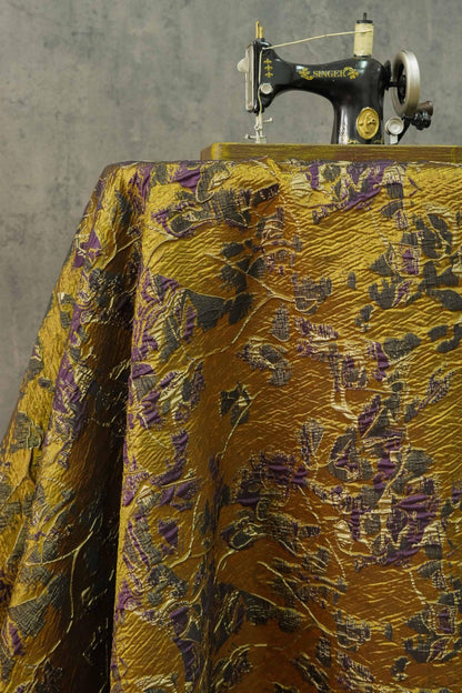 Gold Thread Jacquard Fabric: 3D Texture Upholstery, Costume, Decor - 55"W