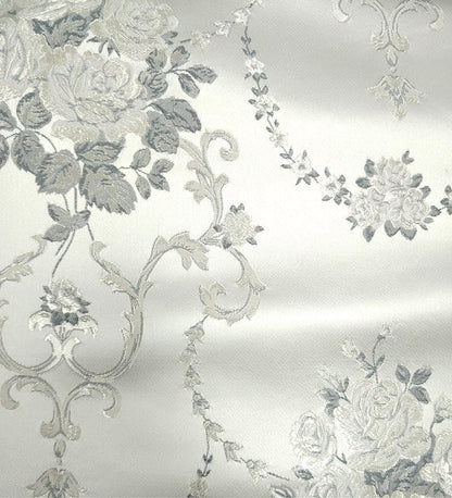 Metallic Damask Satin Fabric: 3D Texture Jacquard, 59" Wide