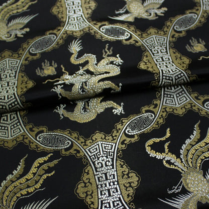 Dragon Phoenix Brocade Fabric: 45"W Silk Rayon Jacquard