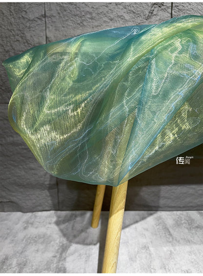 Colorful Gradient Organza Fabric: Laser Symphony Yarn (By The Meter)
