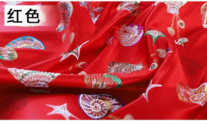 Conch Pattern Rayon Brocade Fabric: 57"W Sewing Material