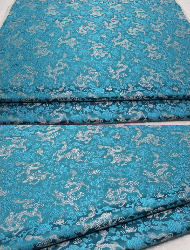 Dragon Brocade Fabric: Multi-Color Floral Silk Rayon Blend