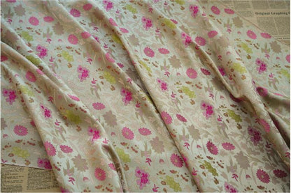 Gold Thread Floral Jacquard Fabric: 3D Texture, 55" Wide