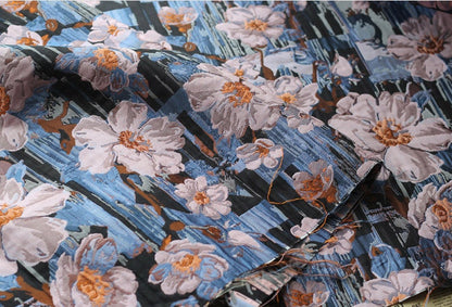 Floral Jacquard Fabric: 3D Oil Painting Style, 57.5" Wide