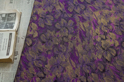 Floral Jacquard Fabric | Purple Abstract Woven Upholstery, 63"W