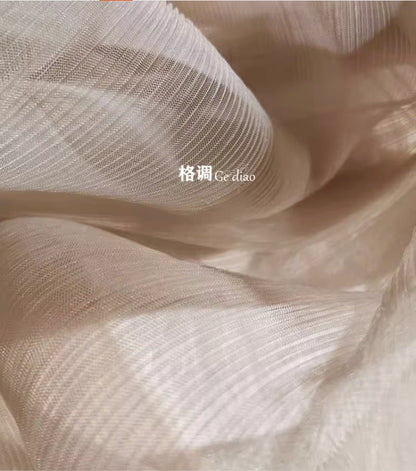 Pleated Tulle Mesh Fabric | Stiffened Silhouette, 59" Wide
