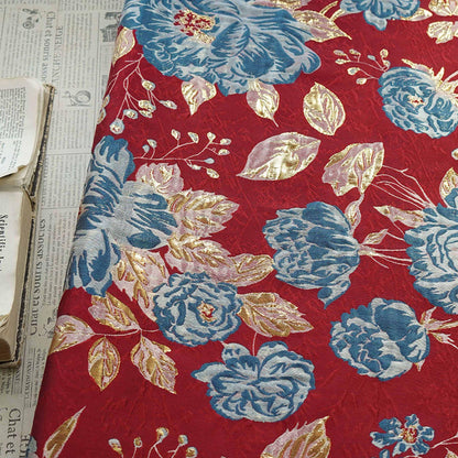 Gold Thread Jacquard Fabric: Rich Peony 3D Upholstery & Costume Fabric