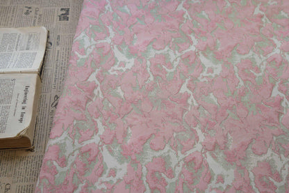 Pink Floral Jacquard Fabric: Retro Style Upholstery & Sewing, 60" Wide