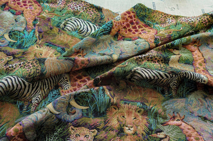 Jacquard Fabric: Wild Animals Zoo Pattern - Autumn Winter Upholstery