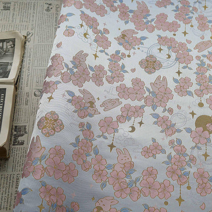 Golden Song Brocade Jacquard ��� Jade Rabbit and Begonia Blossom Desi"Wide