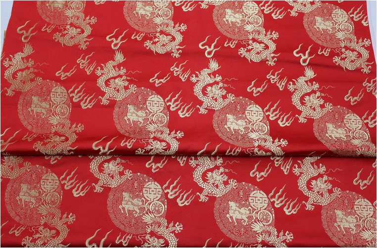 Tissu brocart de soie à motif de dragon chinois : 74 cm de large, accessoires de vêtements