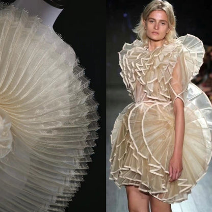 Pleated Stiff Organza Fabric: 59" Wide Designer Material
