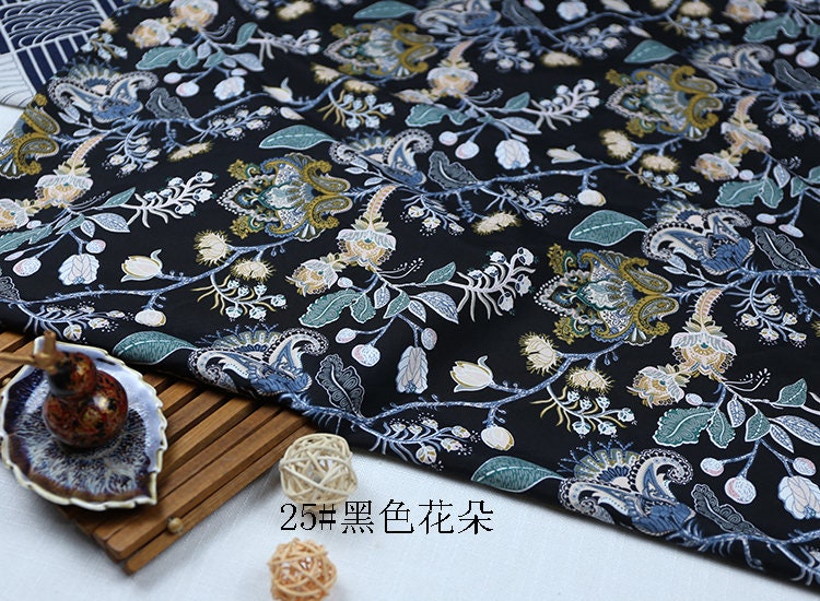 Floral Print Chiffon Fabric: Soft Polyester Satin, 59" Wide