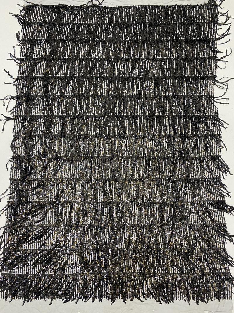 Sequin Tassel Embroidered Fabric: Runway Dress Material (51"W)