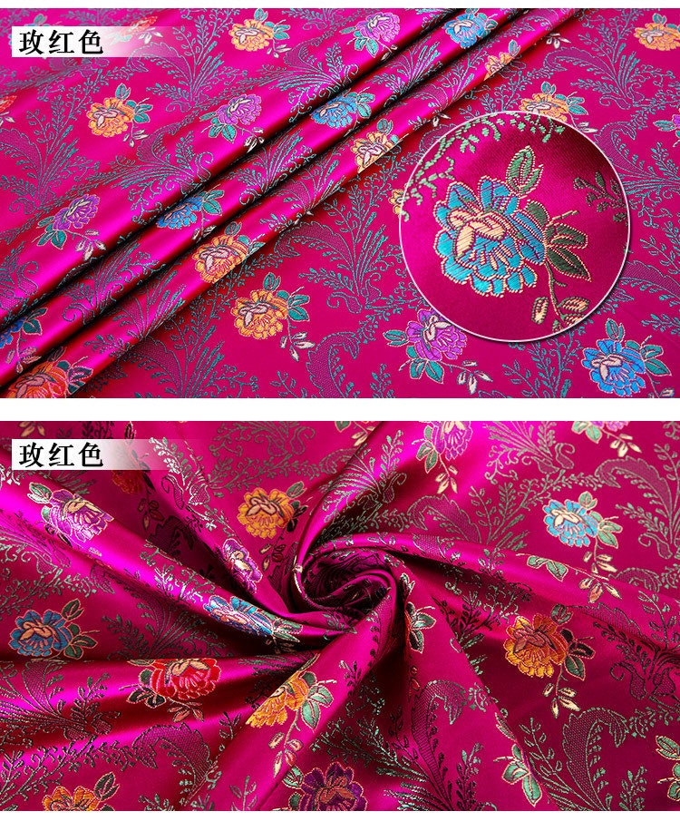 Floral Silk Brocade Fabric: 29.5"W Cheongsam Cushion Upholstery