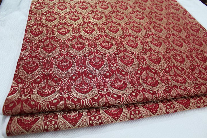 Silk Brocade Fabric: Pipa Flower Upholstery Drapery, 29.5"W