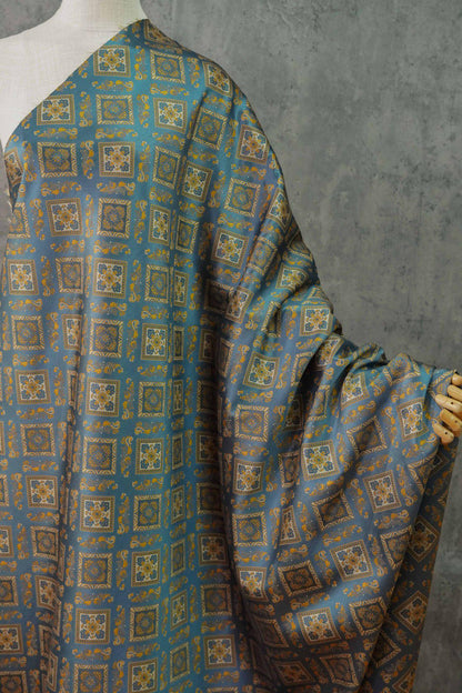 Nishijin Ori Brocade Fabric: Japanese Pavilion Pattern, 63"W Rayon Blend