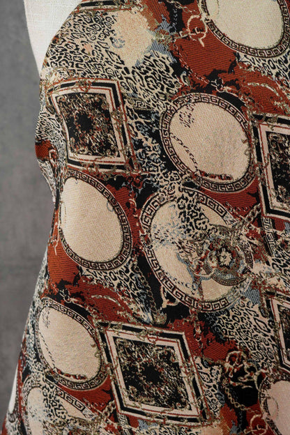 European-Style Jacquard Fabric ��� Round Crest & Scroll Pattern ��� Vest, Waistcoat, Upholstery, Ho"Wide