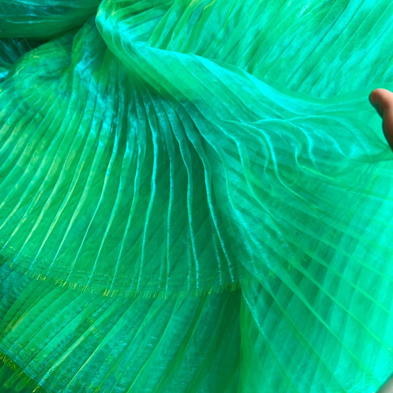 Mermaid Iridescent Organza Fabric: Reflective Water Texture, 57" Wide