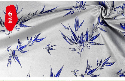 Tissu brocart de soie à motifs bambou et fleurs : largeur 75 cm, matériau de couture coloré