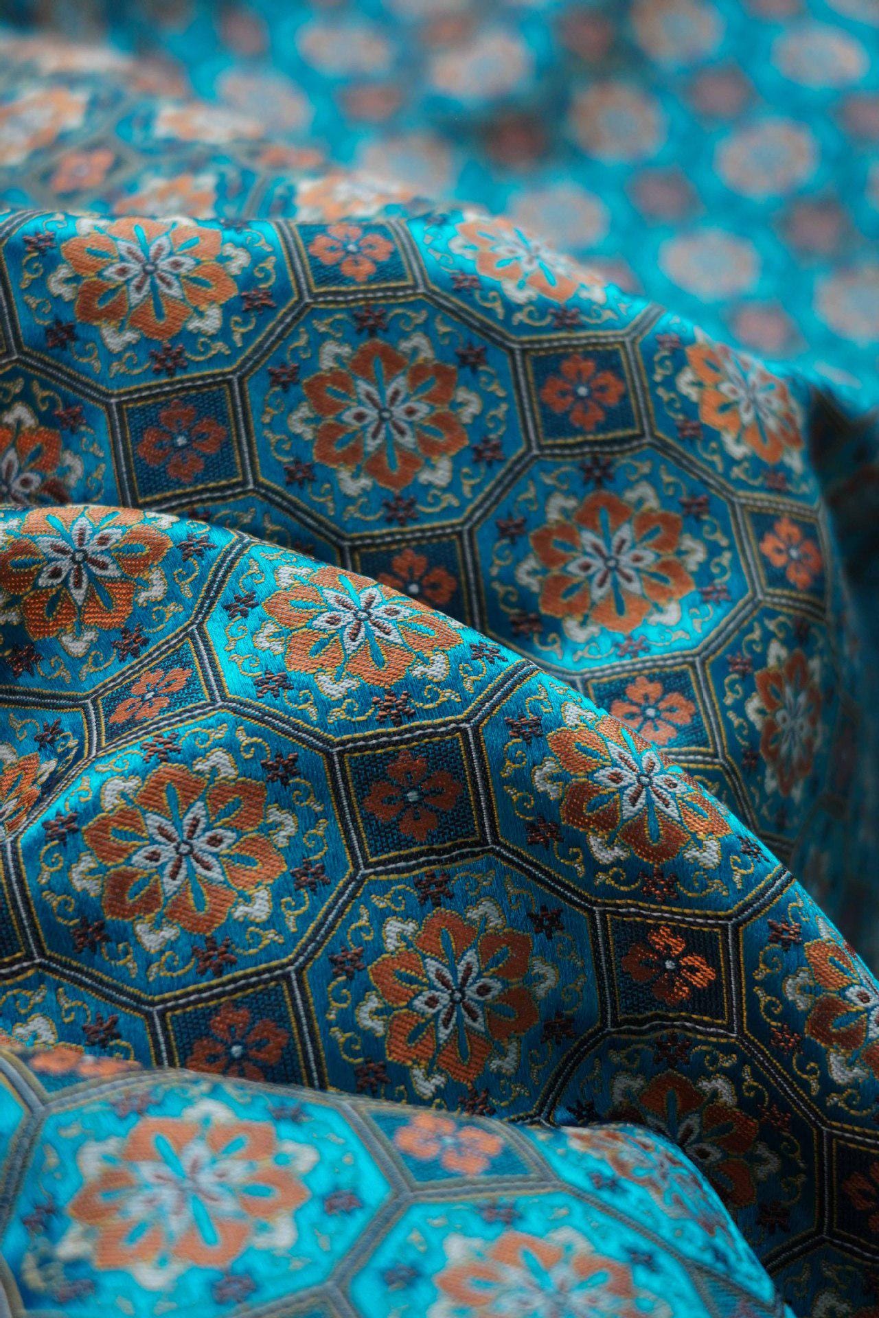 Song Dunhuang Silk Brocade Fabric: 58"W Tibetan Robe Cheongsam Material