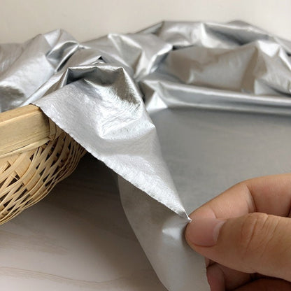 Metallic Silver Pleated Waterproof Fabric: Reversible Padded Jacket Material