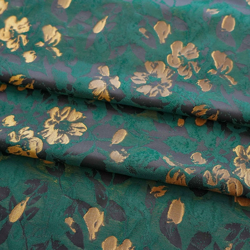 Victorian Floral Upholstery Fabric: 3D Rayon Polyester, 61" Wide