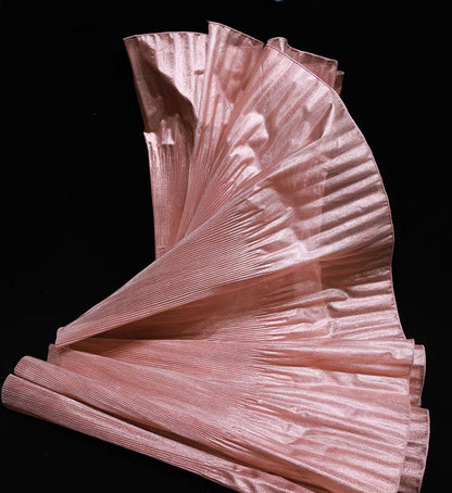 Metallic Luster Organza Lace: 3D Fold Ruffle Designer Fabric